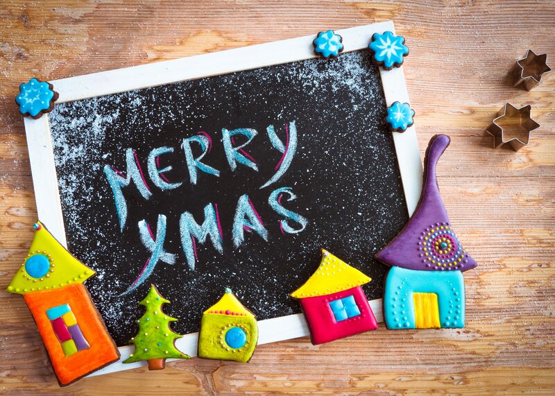 Colorful Gingerbread Houses — Black
