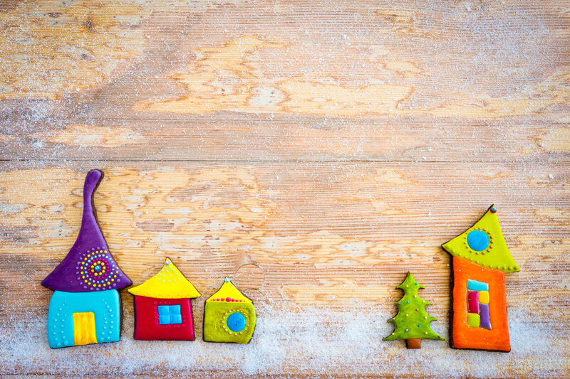 Colorful Gingerbread Houses — Brown