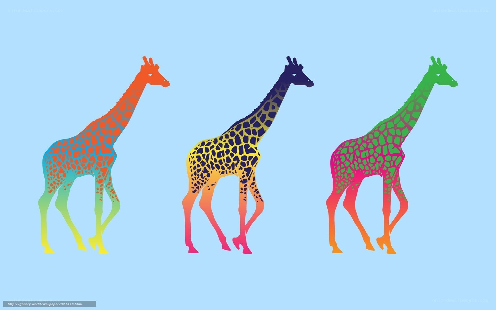Colorful giraffe silhouettes