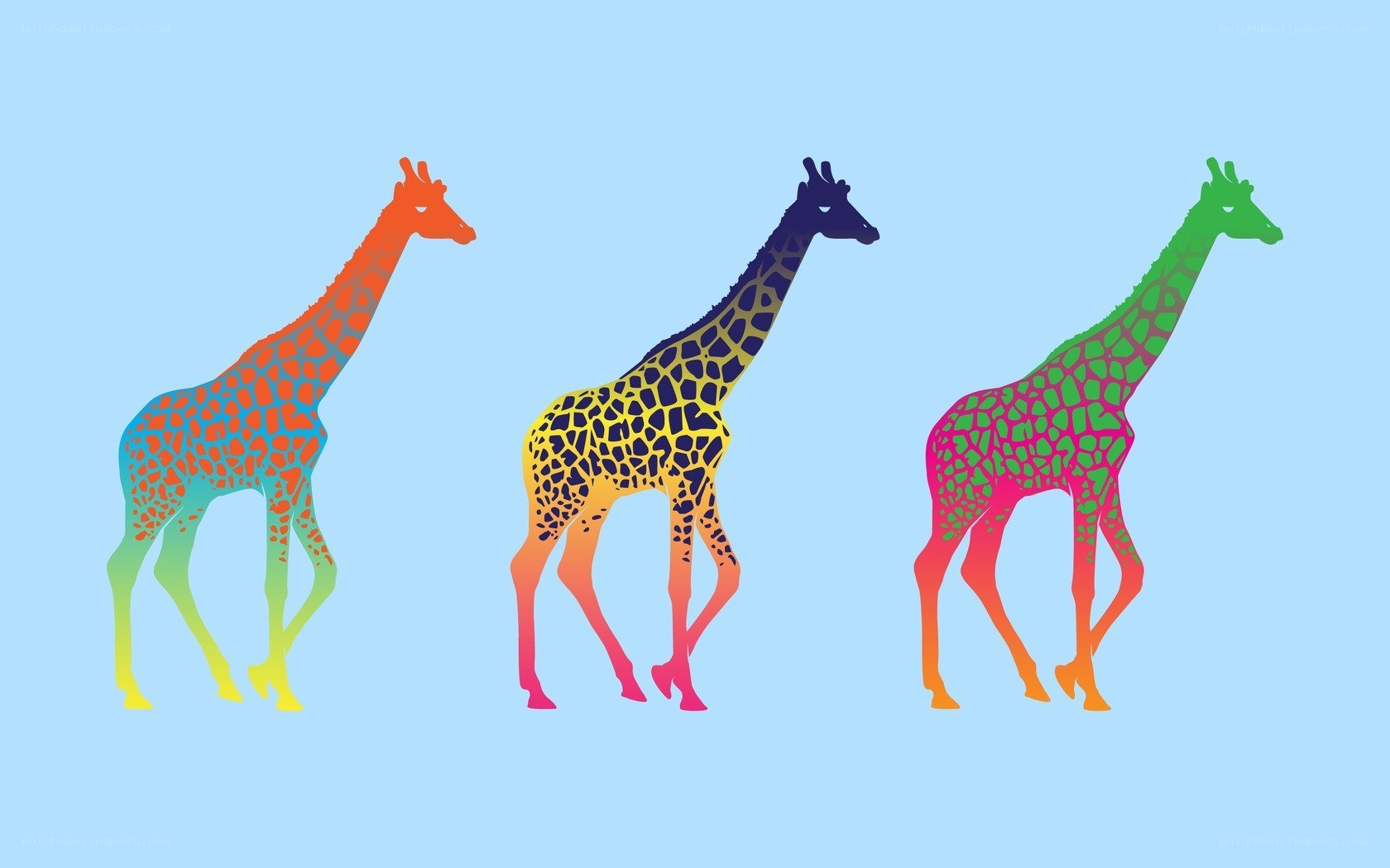 colorful giraffe silhouettes