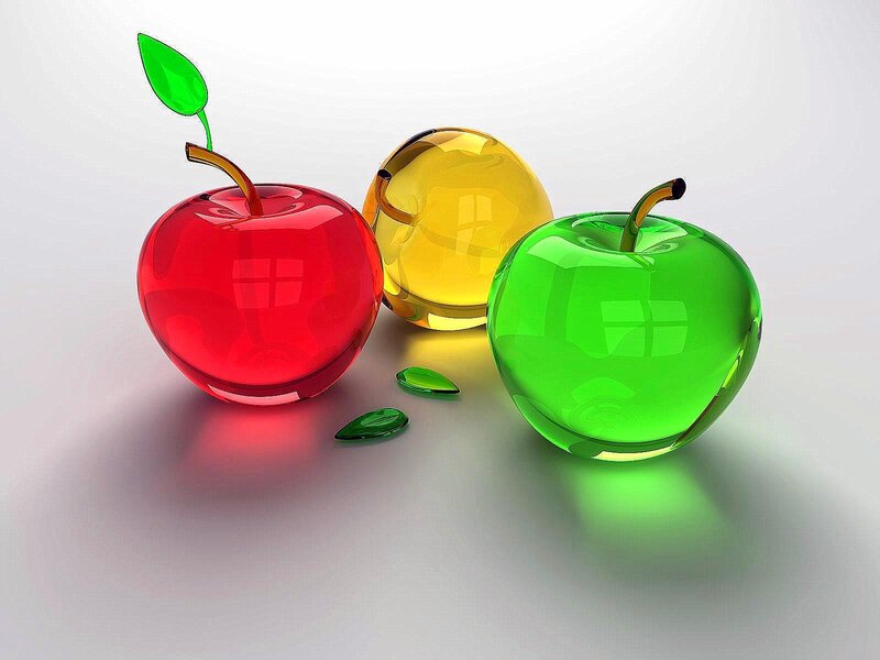 Colorful glass apples