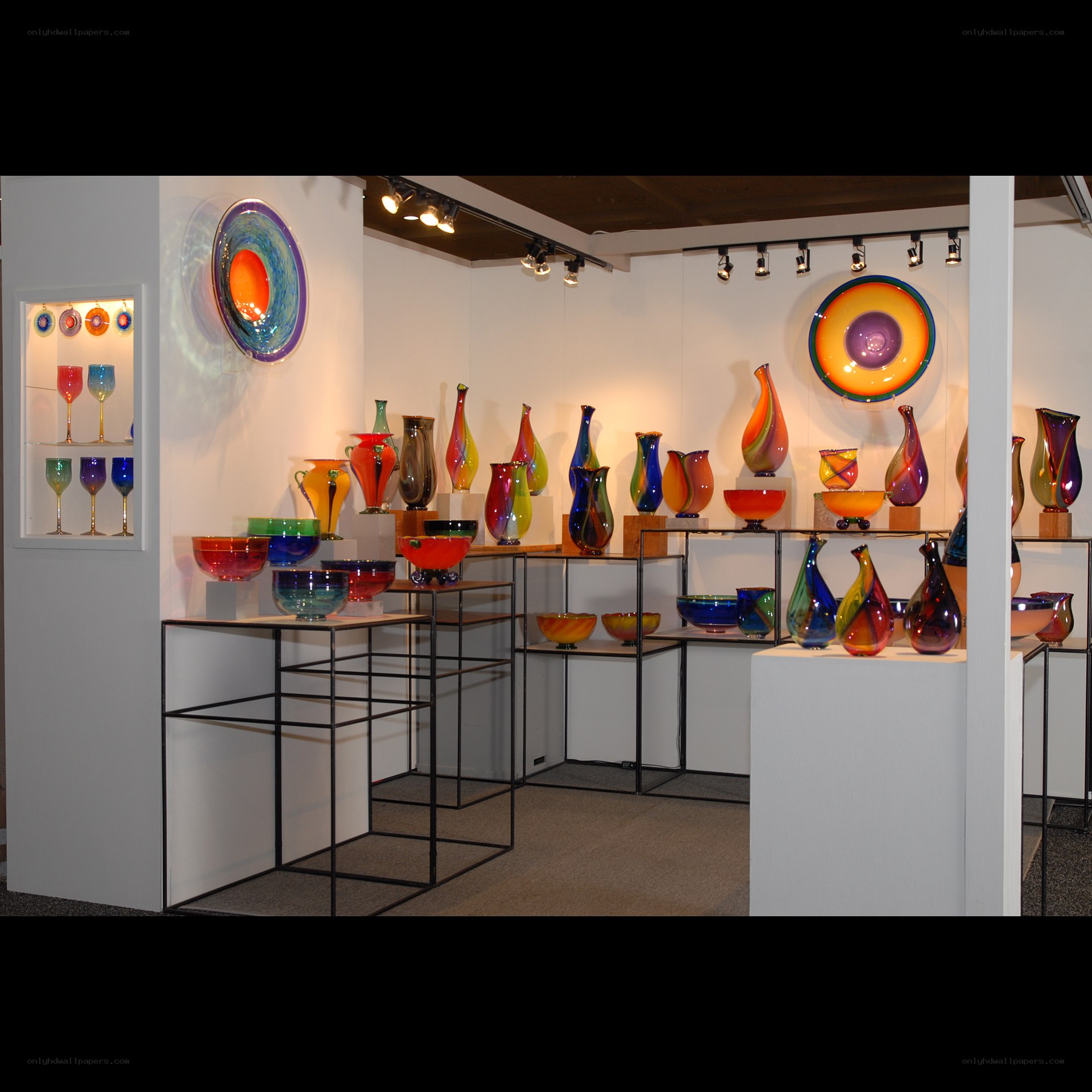 Colorful glass art display