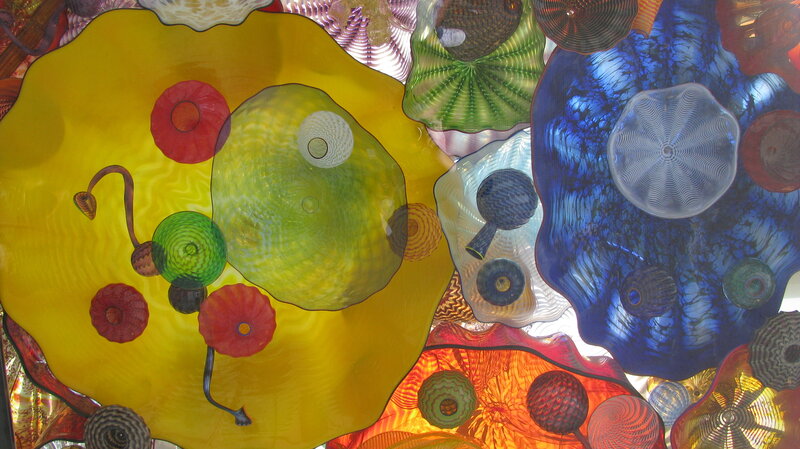 Colorful glass art installation