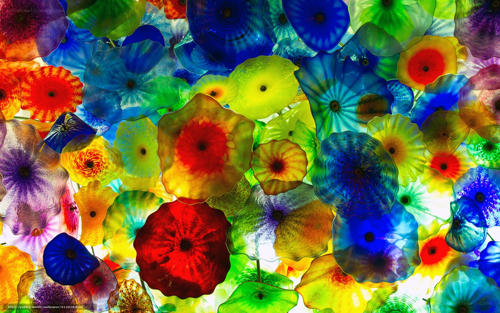 Colorful glass art installation