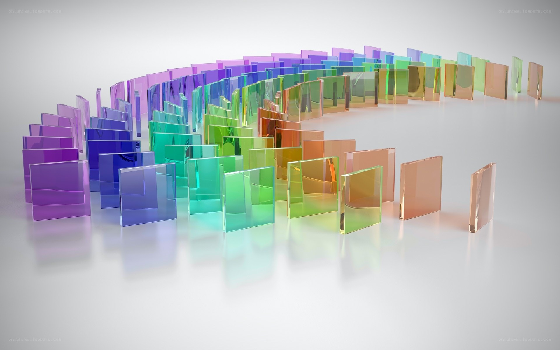 Colorful glass blocks in arc