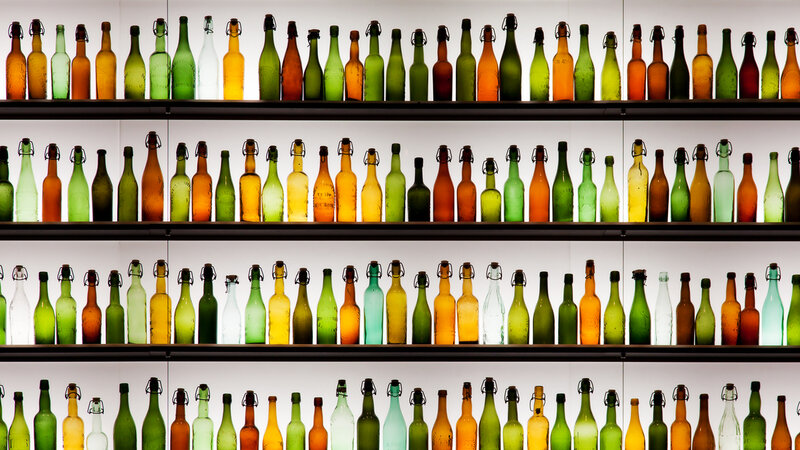 Colorful Glass Bottles — Green, Calm