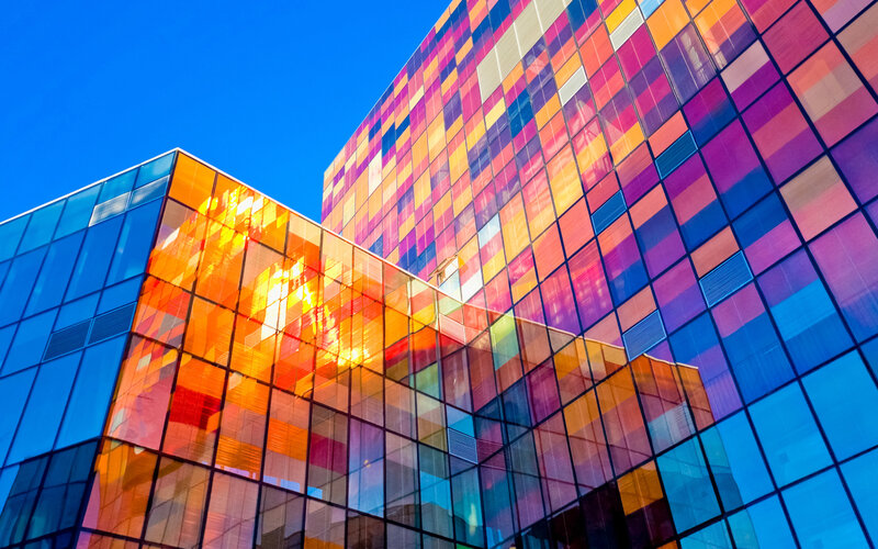 Colorful Glass Building — Blue
