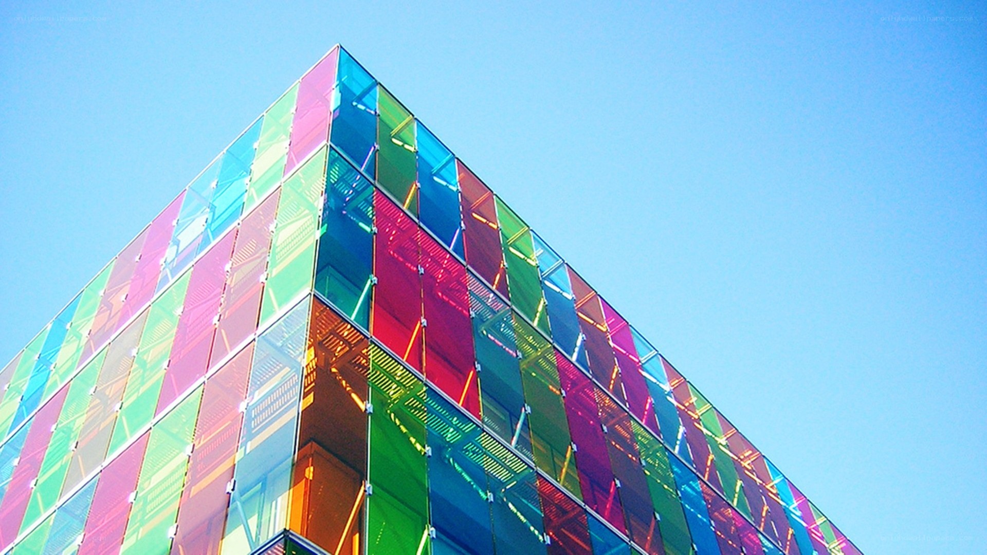 Colorful glass building corner
