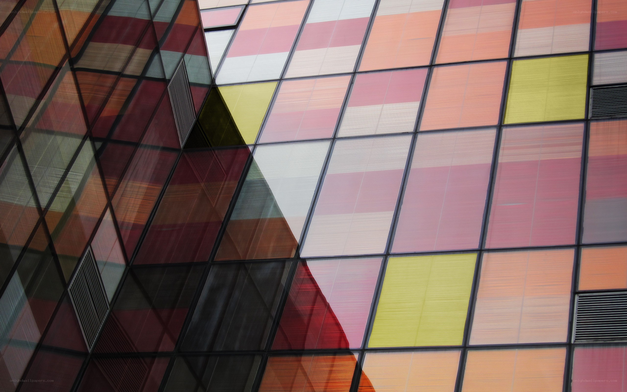 Colorful glass building facade
