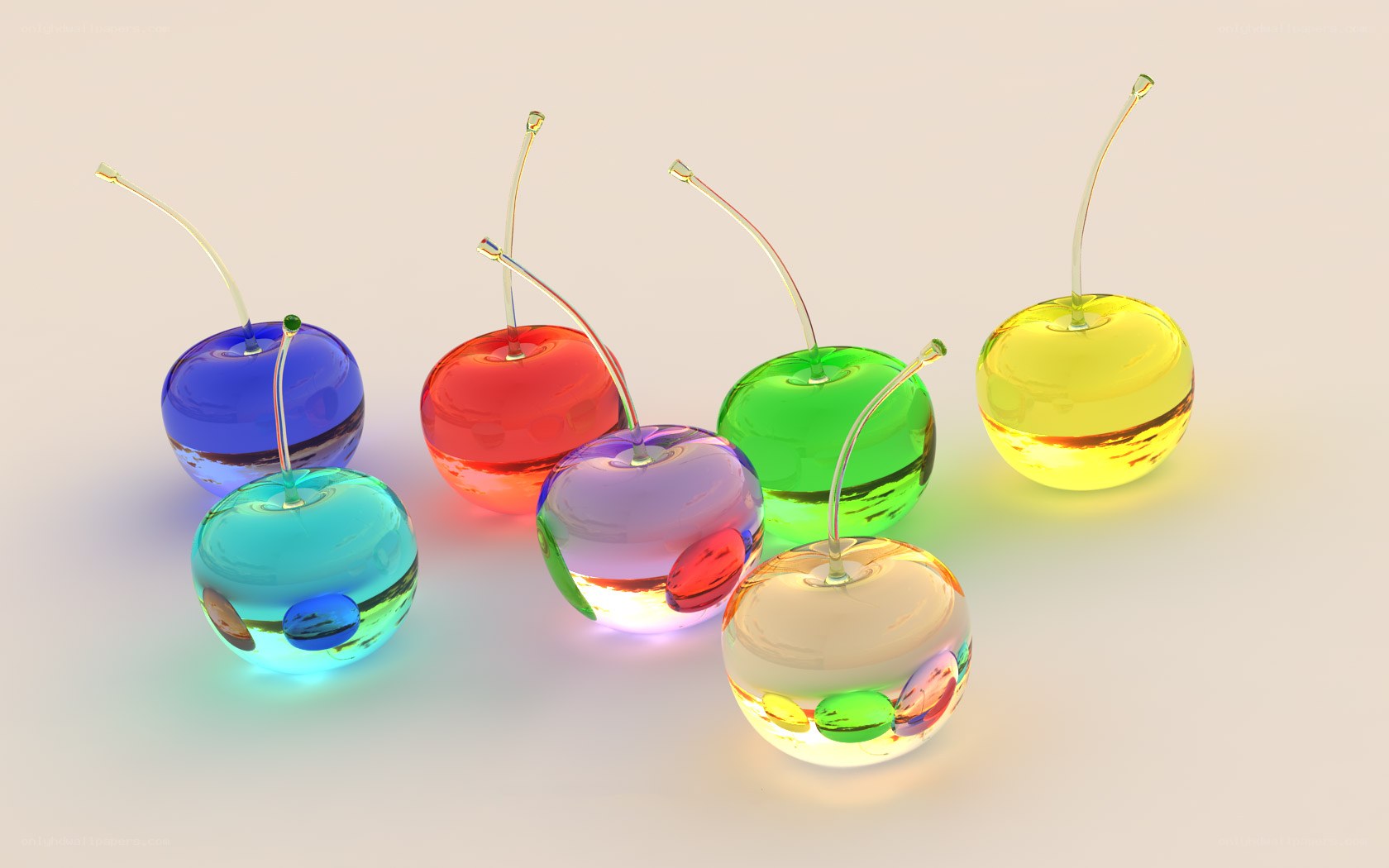 Colorful glass cherries