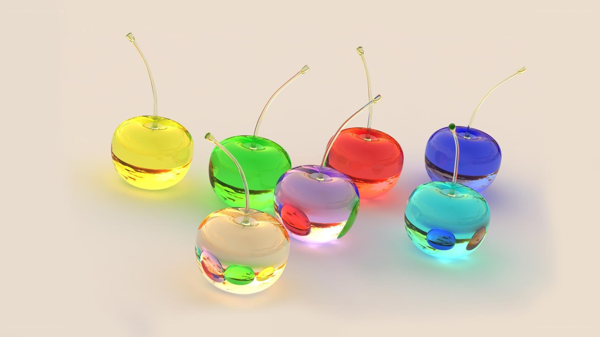Colorful glass cherries