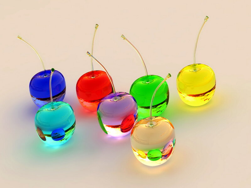 Colorful Glass Cherries — Blue