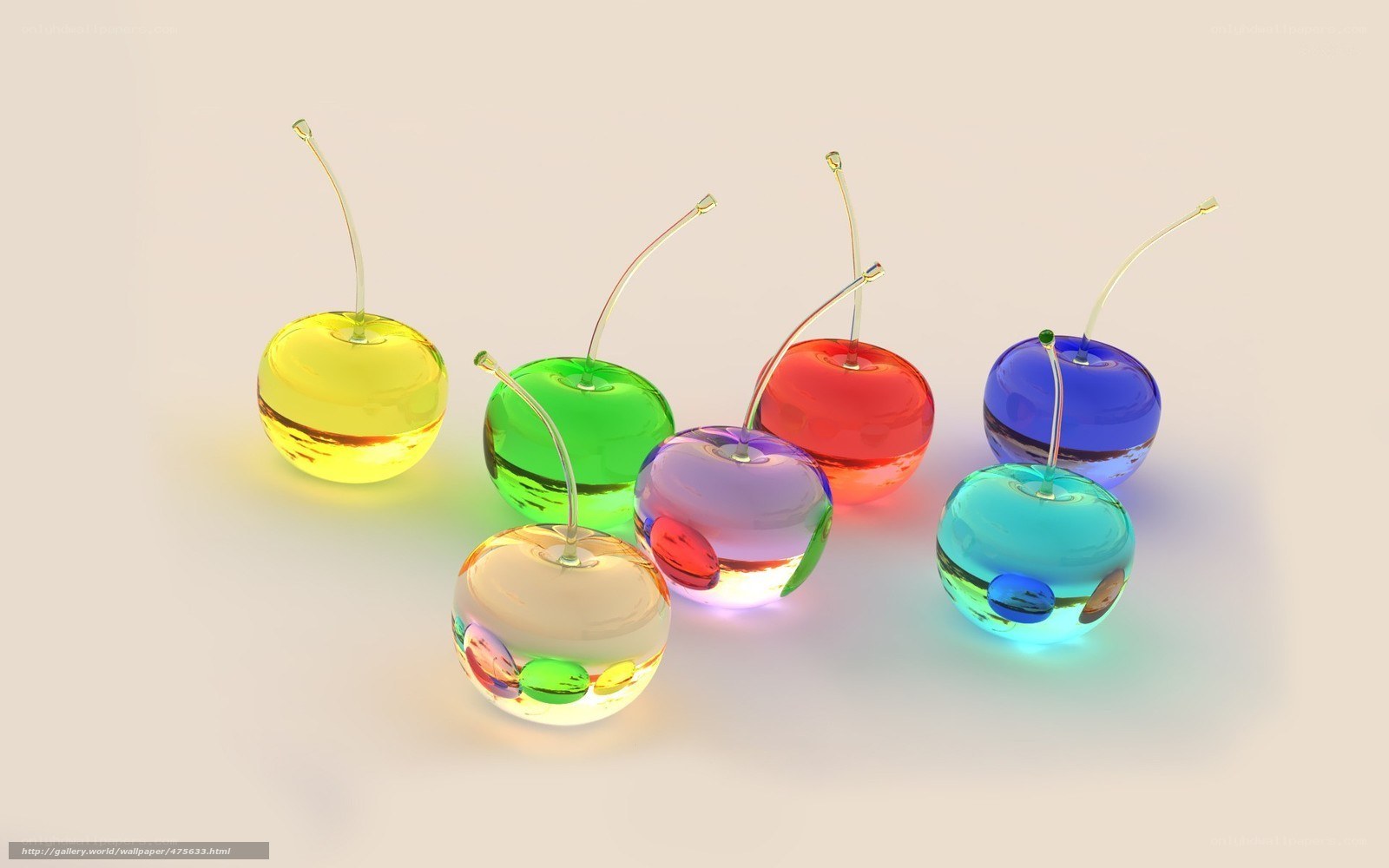 Colorful glass cherries