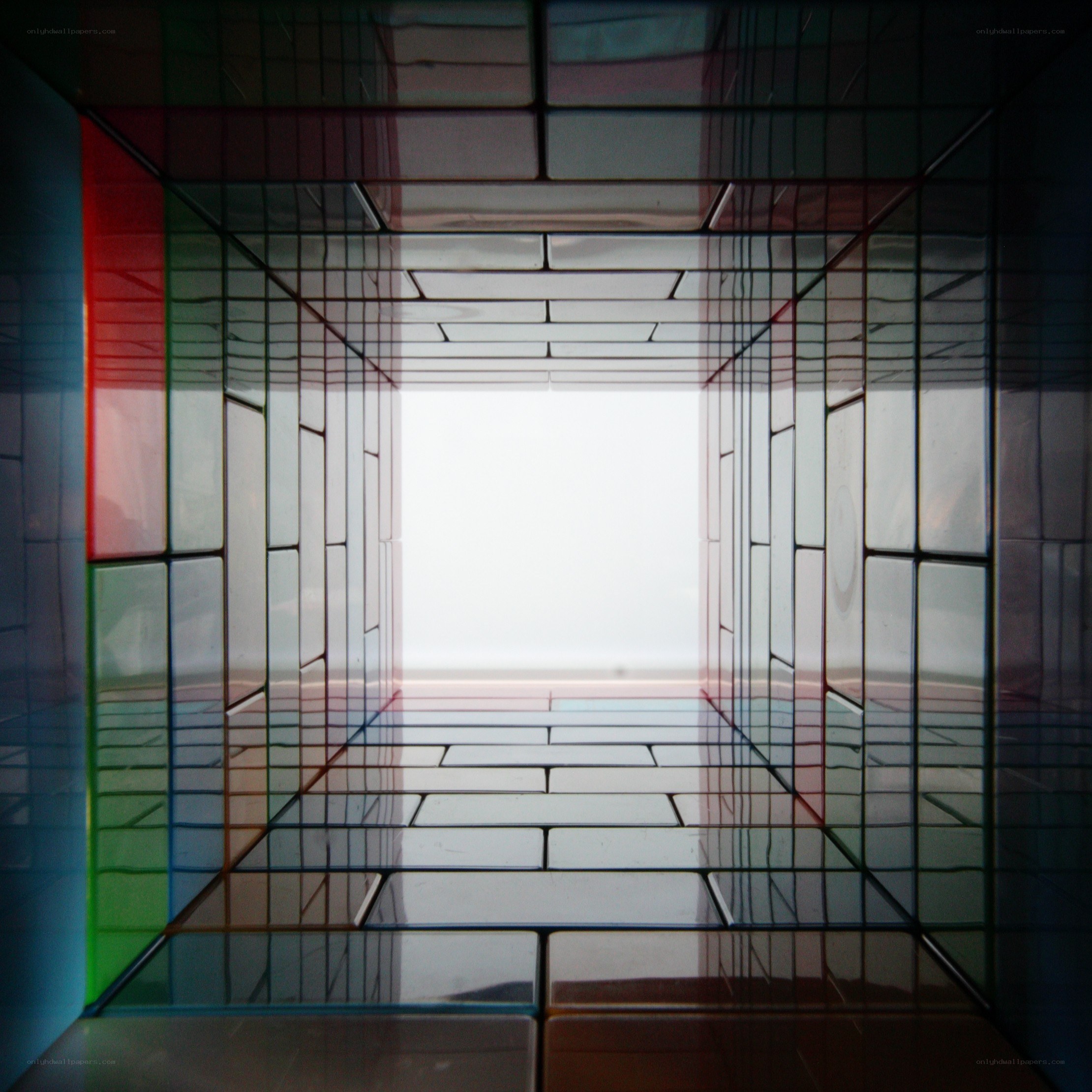 Colorful glass cube tunnel