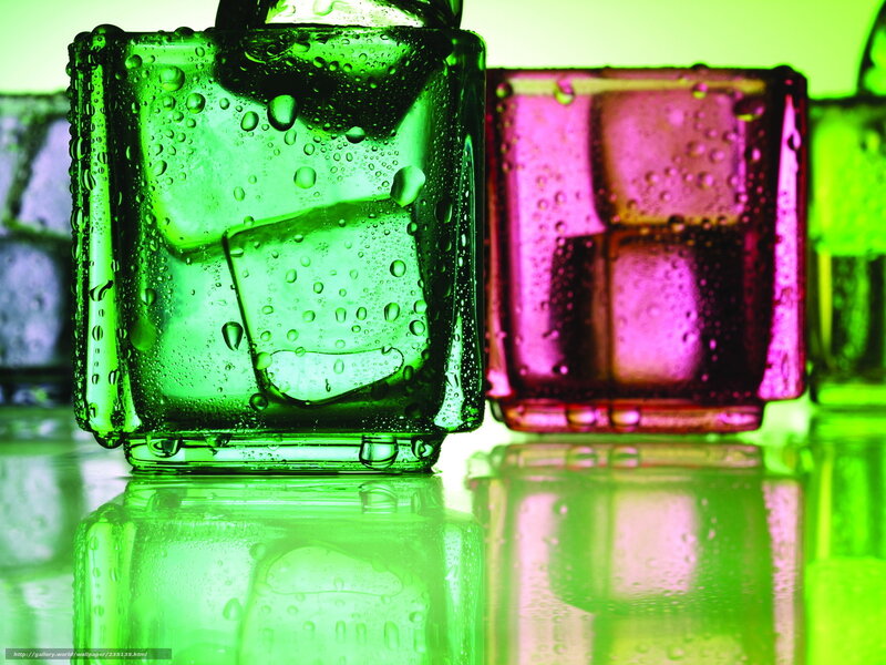 Colorful glass cubes with condensation