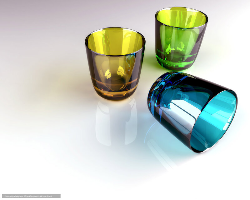 Colorful glass cups on white