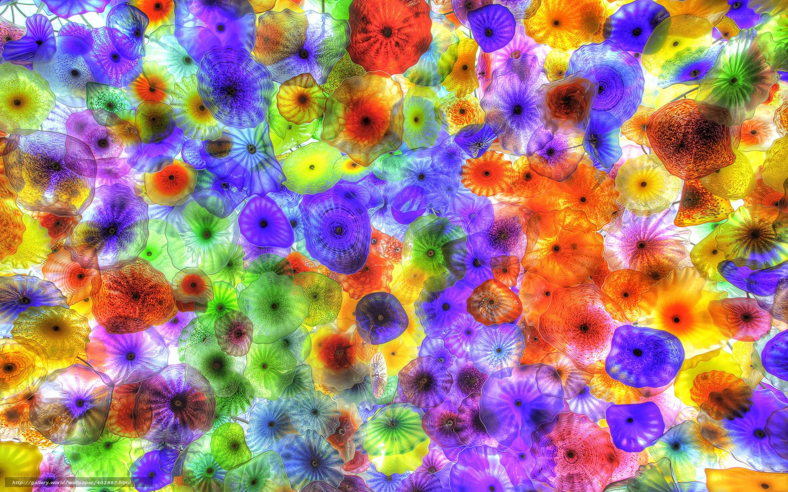Colorful glass flower installation