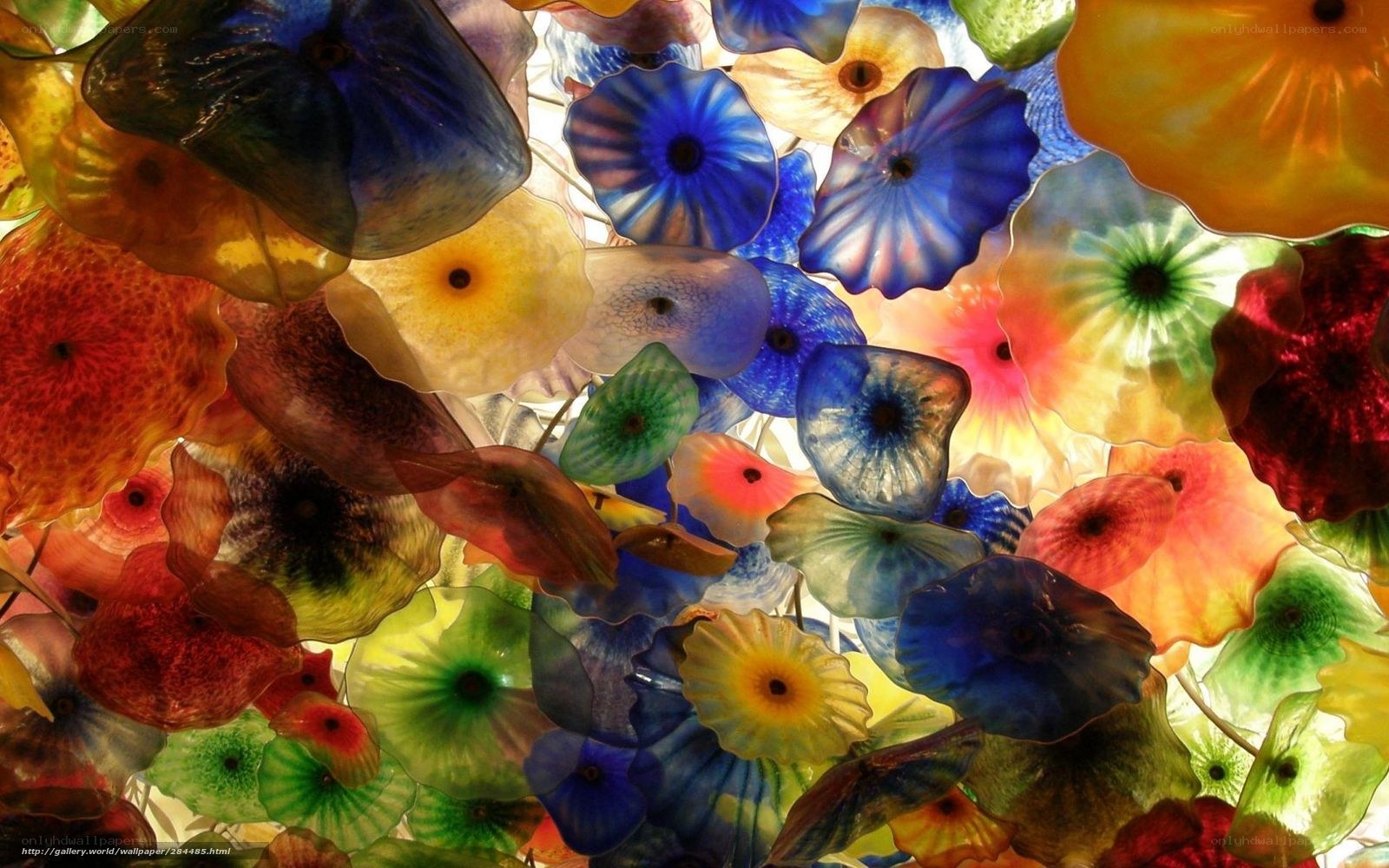 Colorful glass flower installation