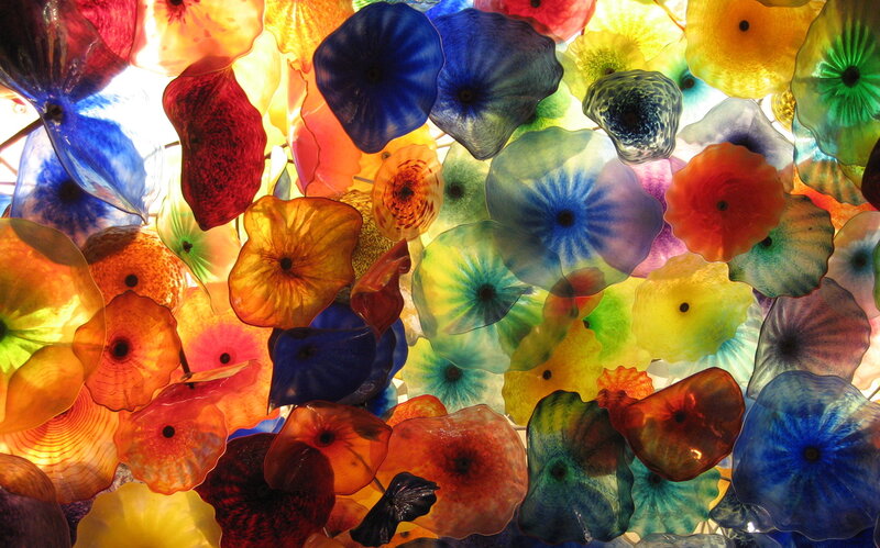 Colorful Glass Flowers — Blue, Vibrant, Photograph