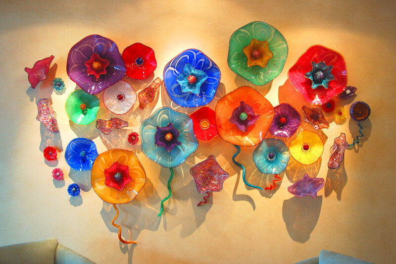 Colorful Glass Flowers — Blue, Vibrant, Photograph, Wall Art