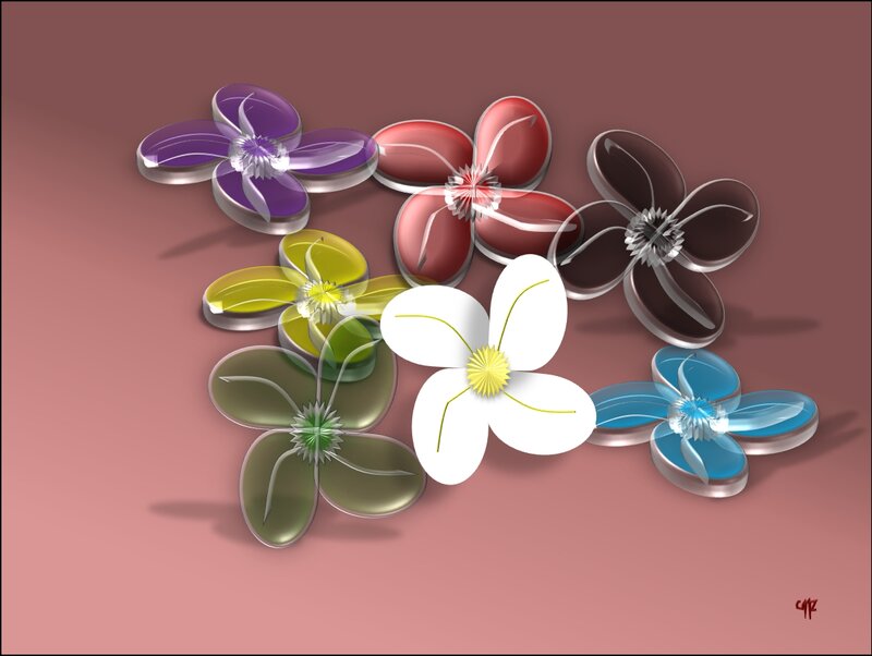 Colorful Glass Flowers — Purple