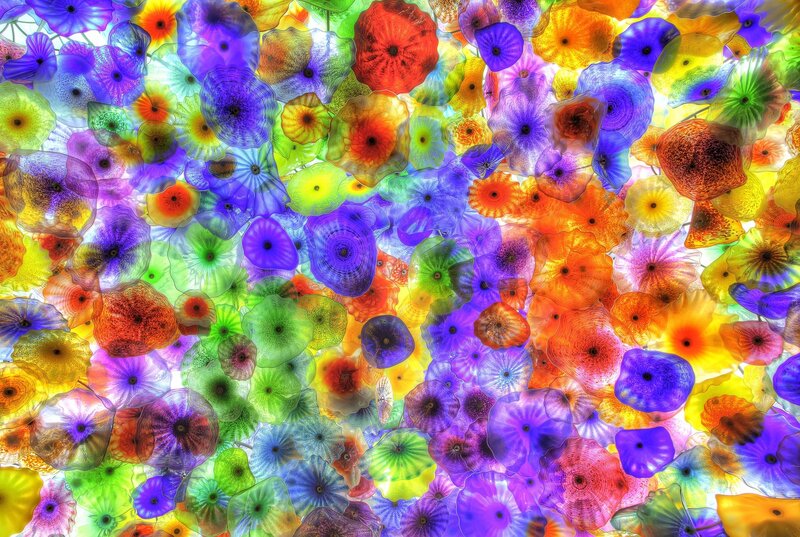 Colorful Glass Flowers — Purple, Vibrant