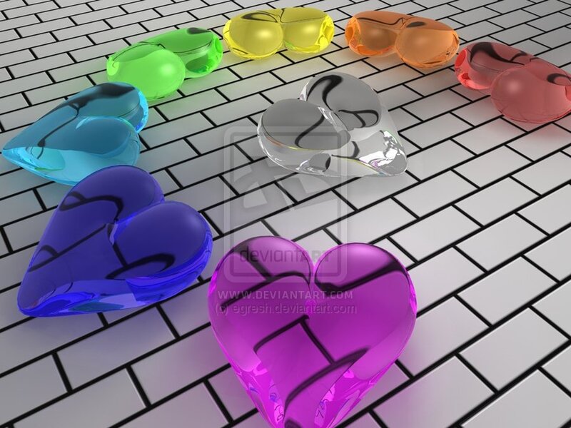 Colorful Glass Hearts — Purple