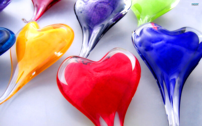 Colorful Glass Hearts — Red