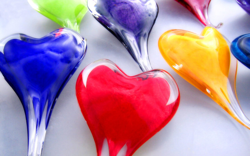 Colorful Glass Hearts