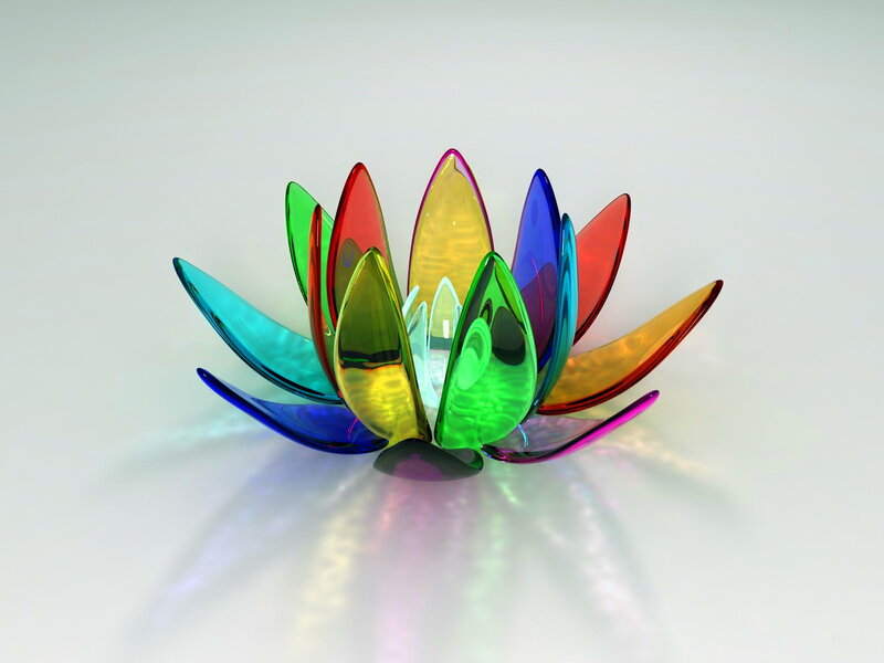 Colorful Glass Lotus — Green