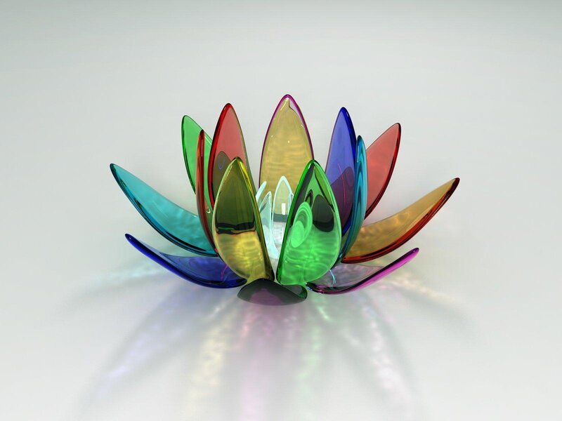 Colorful glass lotus sculpture