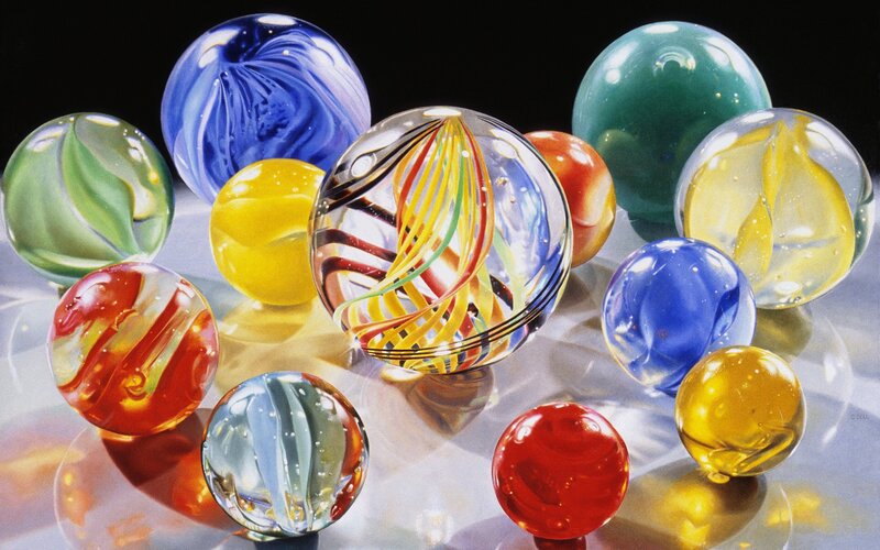 Colorful glass marbles