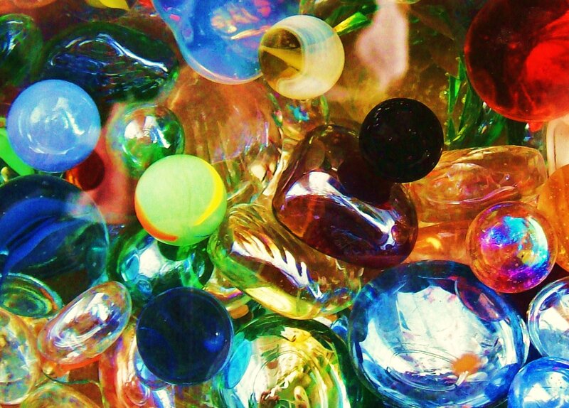 Colorful glass marbles and beads