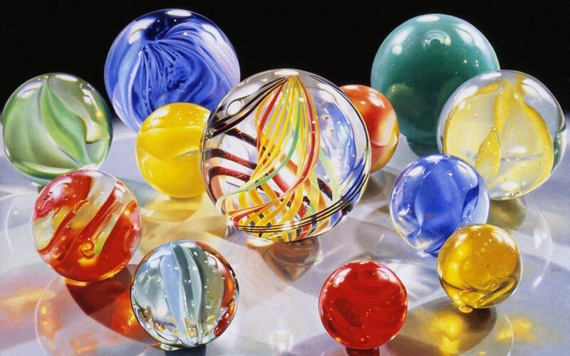 Colorful Glass Marbles — Blue, Vibrant
