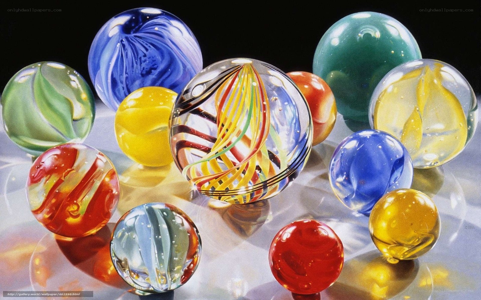 Colorful glass marbles collection