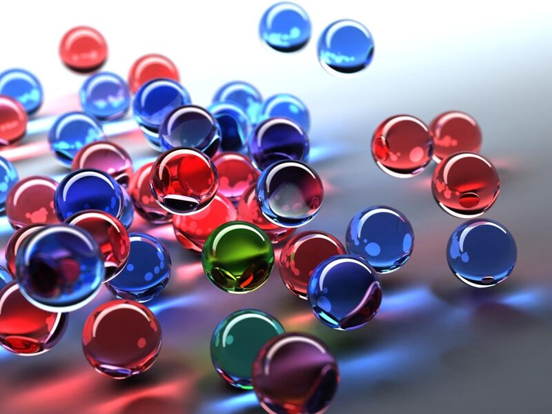Colorful Glass Marbles — Red, Abstract