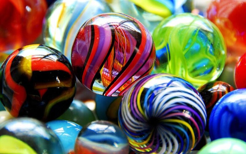 Colorful Glass Marbles — Red, Vibrant, Photograph