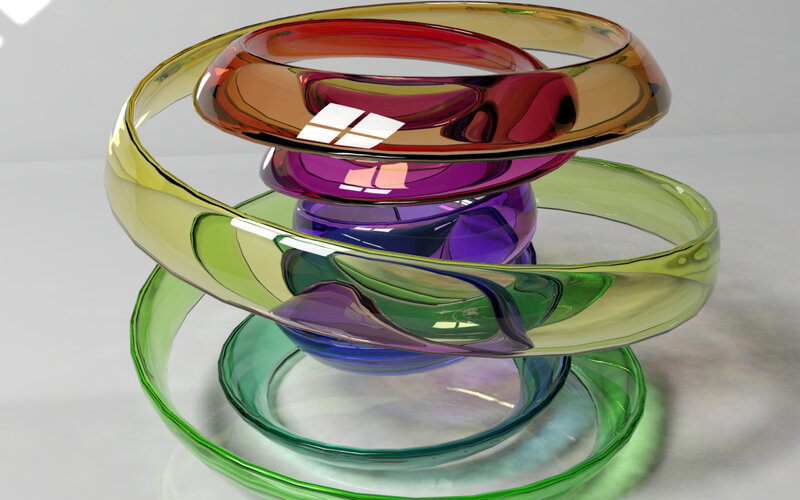 Colorful glass rings sculpture