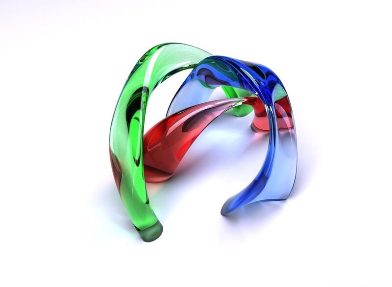 Colorful Glass Sculpture — Green, Abstract
