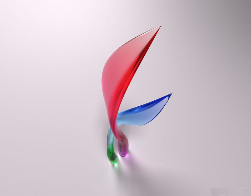 Colorful Glass Sculpture — Red, Calm