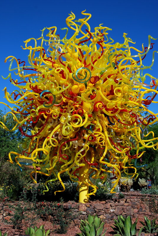 Colorful glass sculpture tree