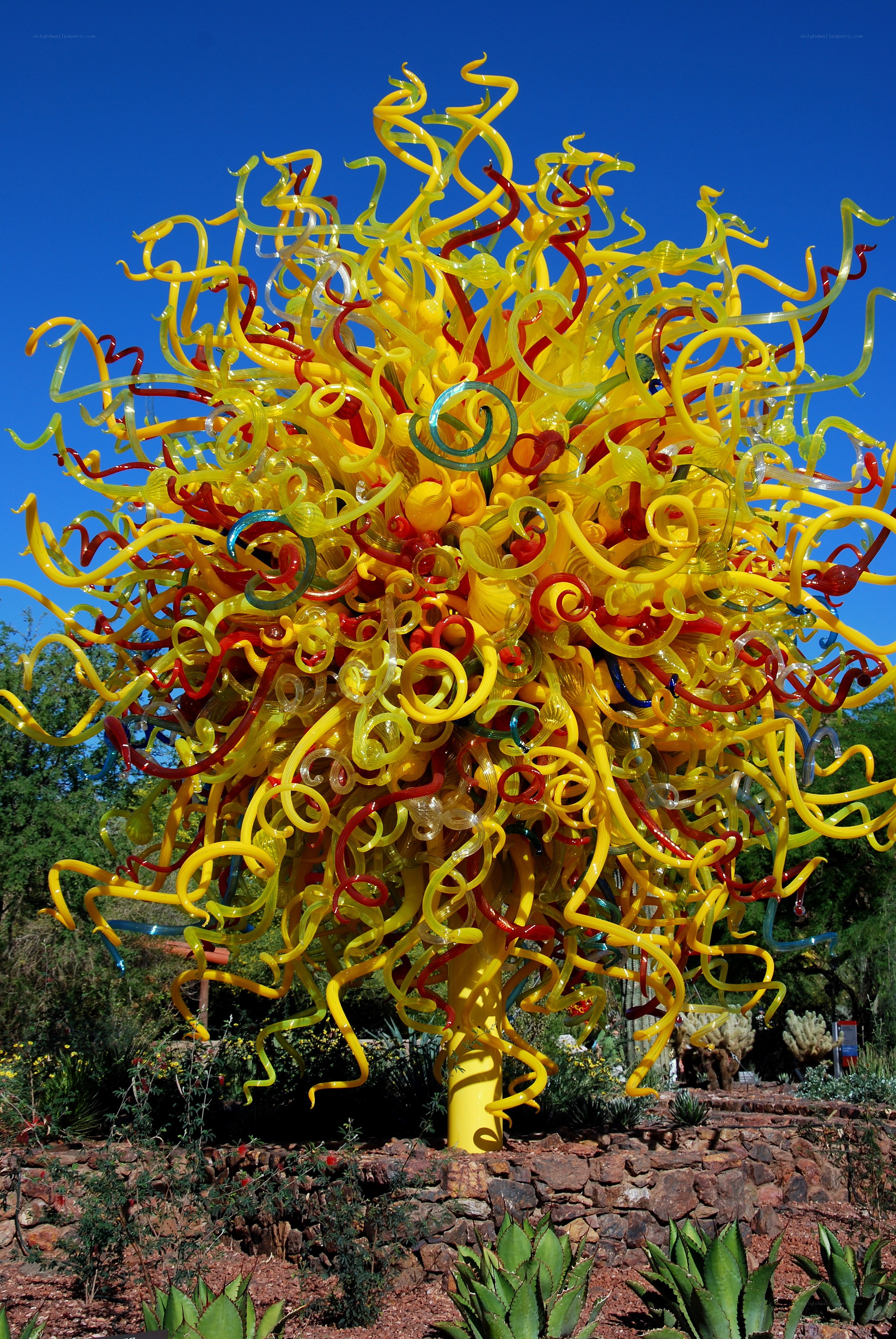Colorful glass sculpture tree