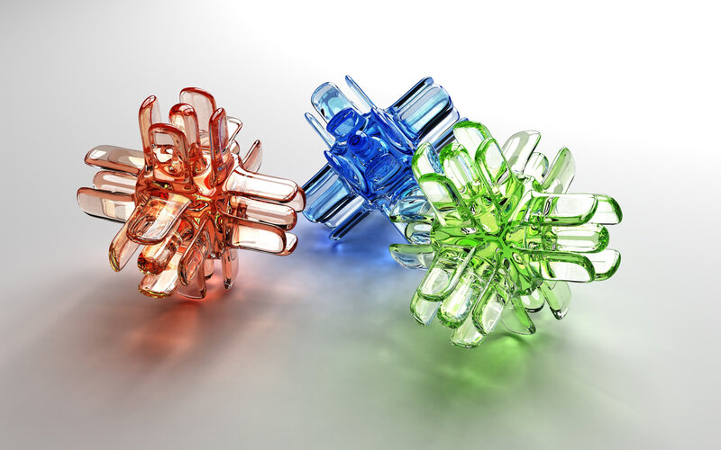 Colorful glass sculptures