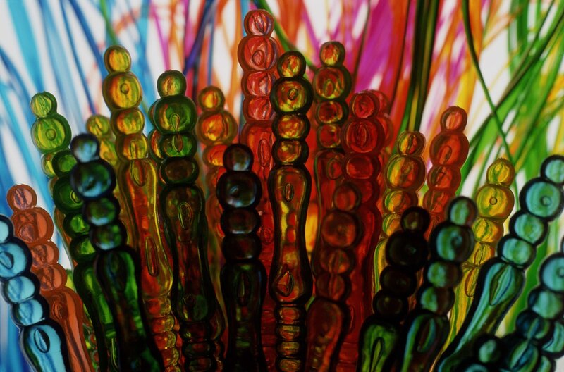 Colorful glass sculptures