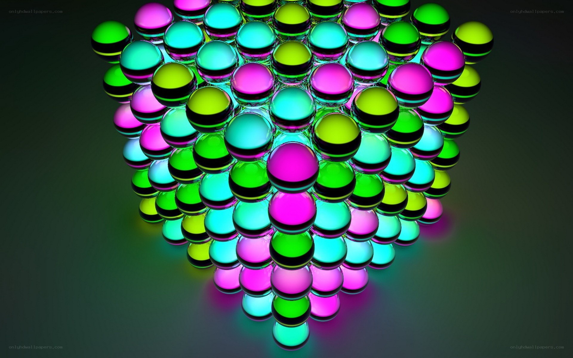 Colorful glass spheres cluster