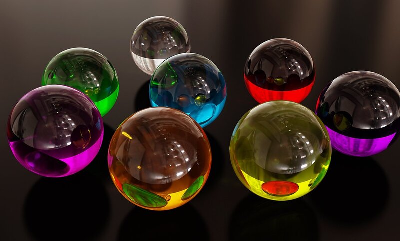 Colorful Glass Spheres — Green, Calm, 3d Render