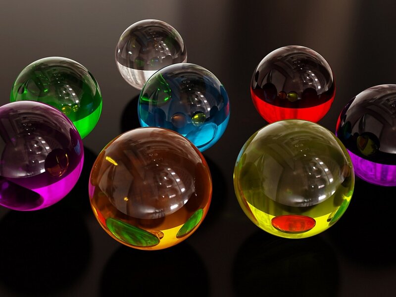 Colorful Glass Spheres — Green, Calm