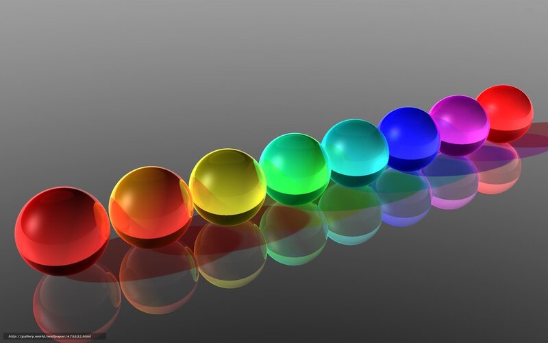 Colorful glass spheres in rainbow
