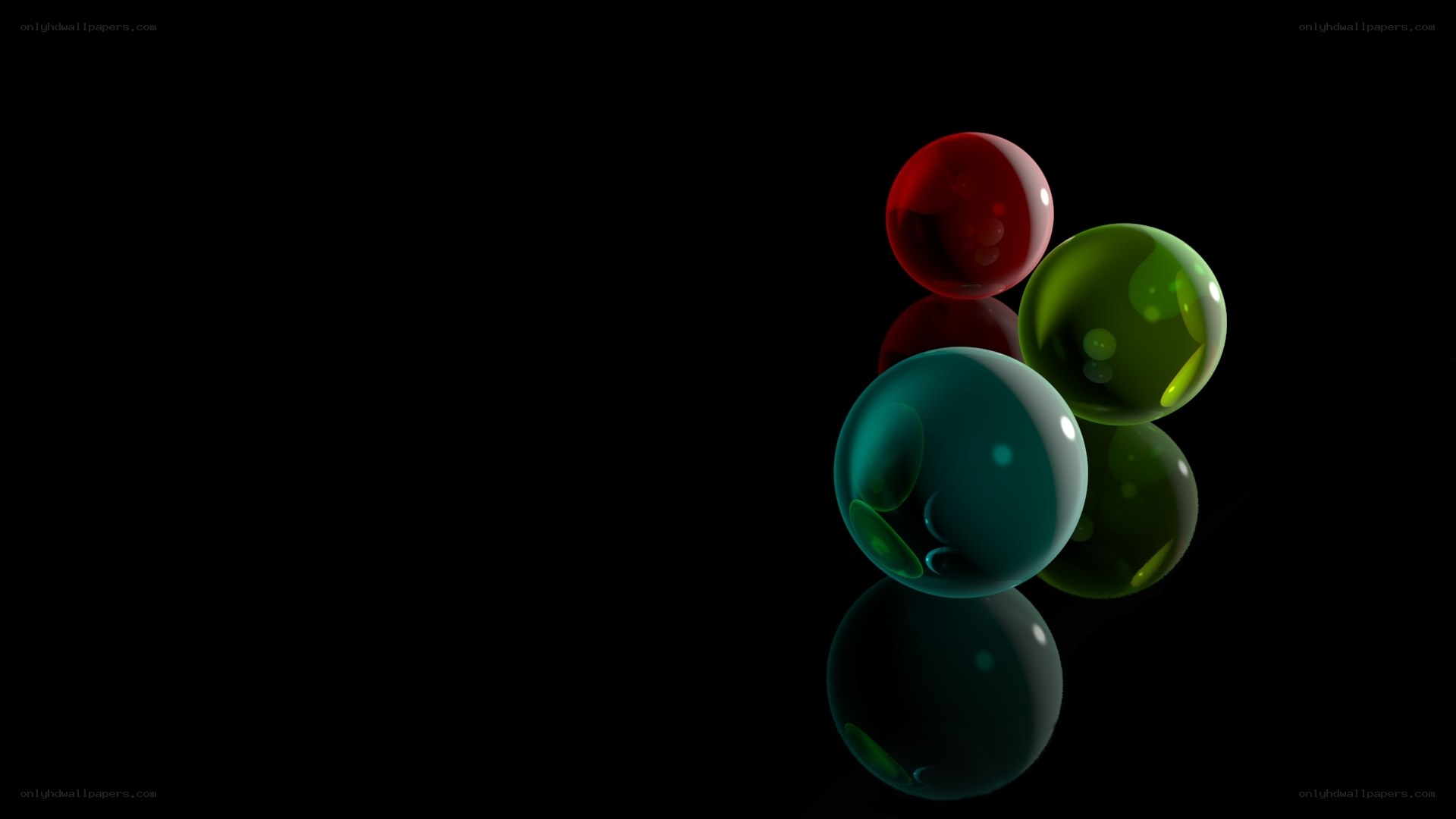 Colorful glass spheres on black