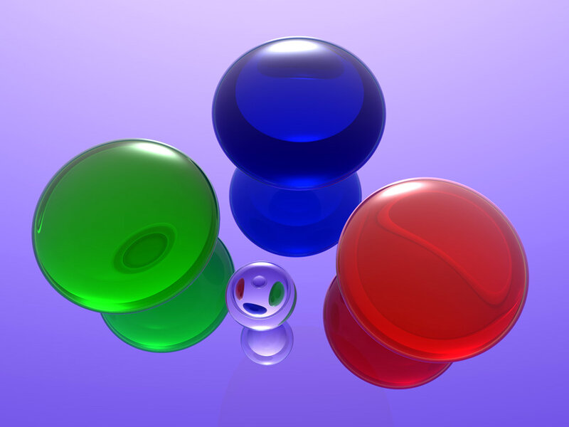 Colorful glass spheres on purple